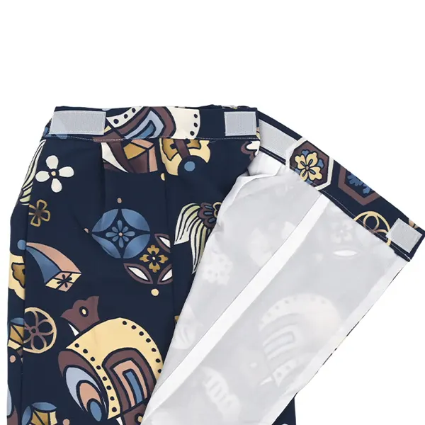 男児(1歳前後) ベビー着物 106 被布 ネイビー 和模様 水色 二部式