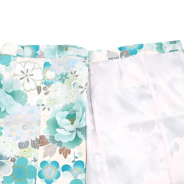 女児 (1歳前後) ベビー着物 076 白 ターコイズ 花尽くし 二部式被布