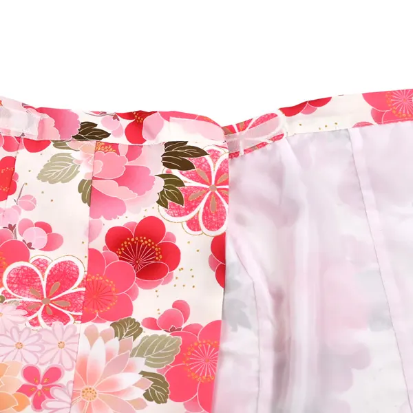 女児 (1歳前後) ベビー着物 077 白 ピンク 花尽くし 二部式被布