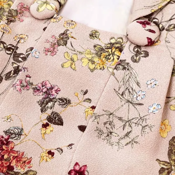 女児(1歳前後) ベビー着物 080 ピンク ボタニカル 白 レース 二部式被布