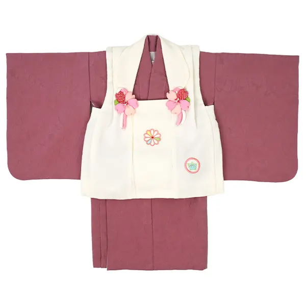 女児 (1歳前後) ベビー着物 082 ピンク オフ白 二部式被布