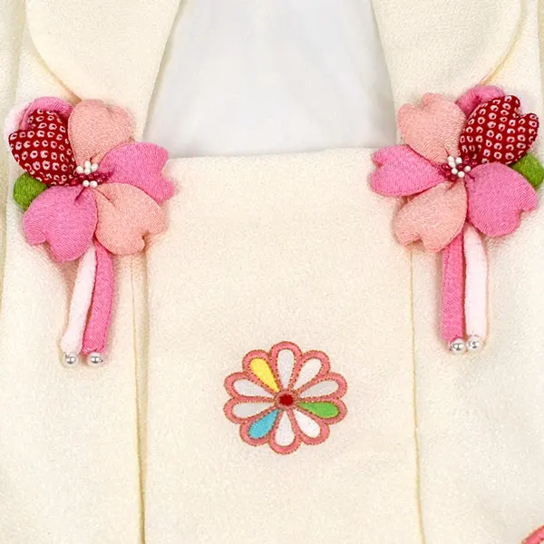 女児 (1歳前後) ベビー着物 082 ピンク オフ白 二部式被布