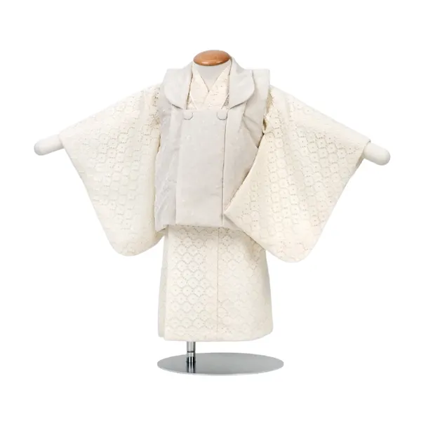 女児 (1歳前後) ベビー着物 087 オフ白 白レース 二部式被布