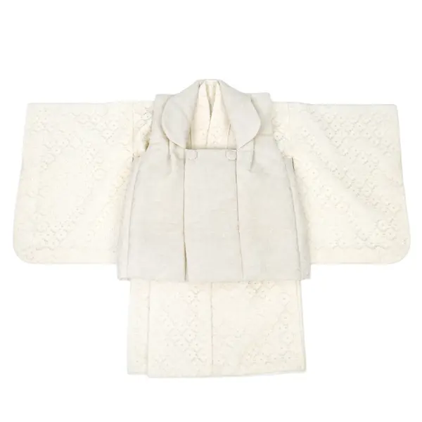 女児 (1歳前後) ベビー着物 087 オフ白 白レース 二部式被布