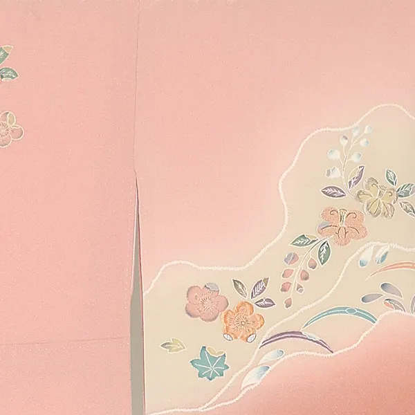 【正絹】訪問着レンタル/サーモンピンク 藤葵 四季花 Y030（65）