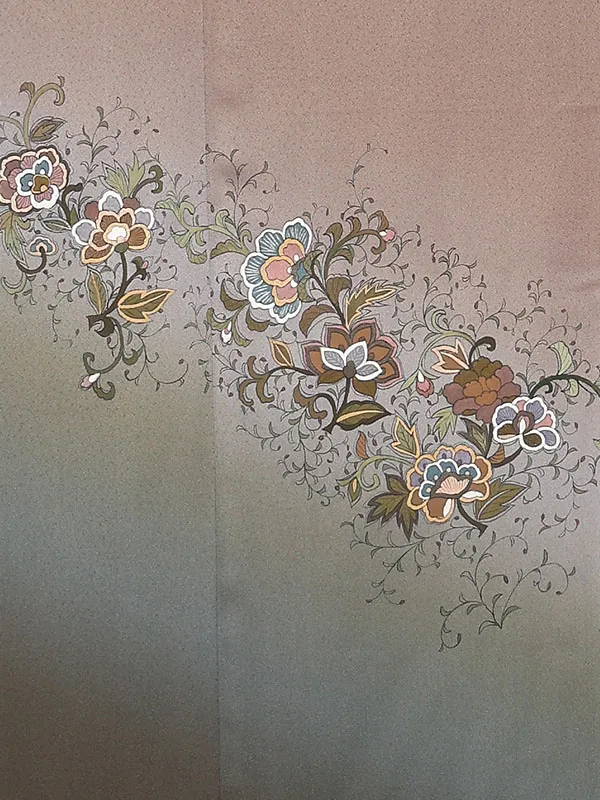 【正絹】訪問着レンタル/茶色 唐花 Y031（66）