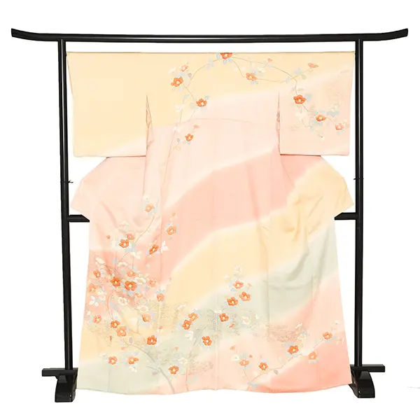 【正絹】訪問着レンタル/ベージュ 椿 Y034