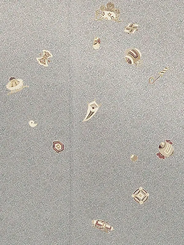 【正絹】訪問着レンタル/グレー 宝尽くし Y050