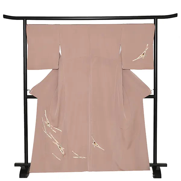 【正絹】訪問着レンタル/くすみ紫 短冊 Y055