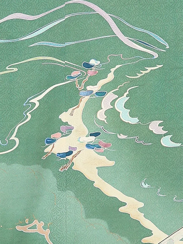 【正絹】訪問着レンタル/緑 Y059（65）