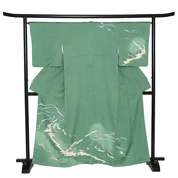 【正絹】訪問着レンタル/緑 Y059（65）