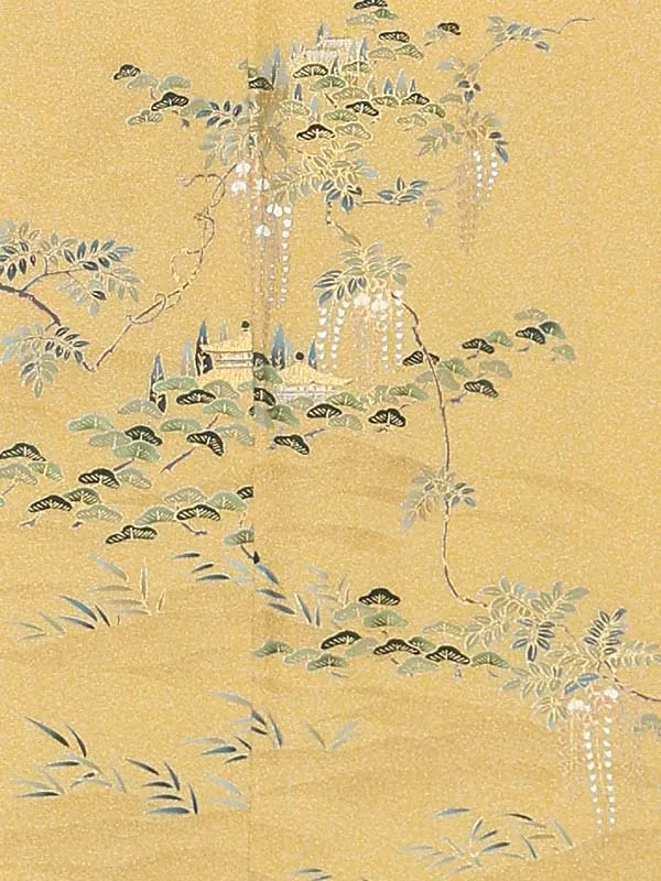 【正絹】訪問着レンタル/からし色 松 Y061（65）