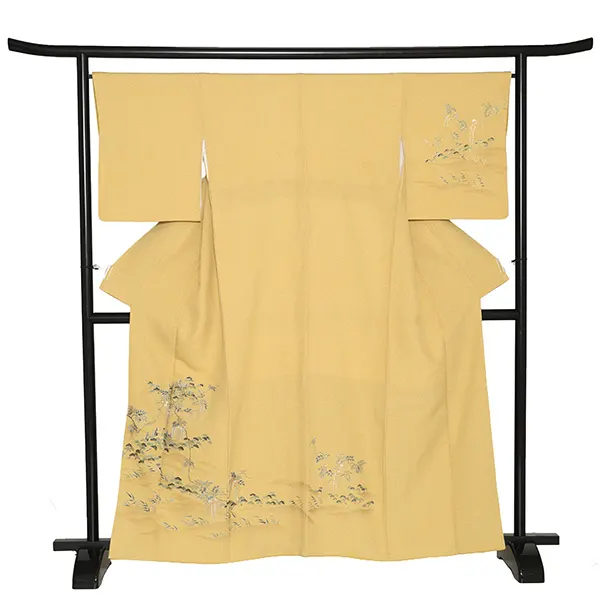 【正絹】訪問着レンタル/からし色 松 Y061（65）