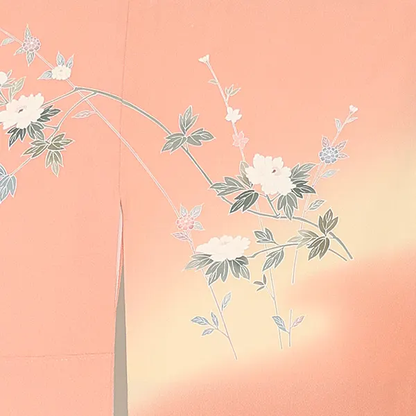 【正絹】訪問着レンタル/サーモンピンク 牡丹 Y065（65）