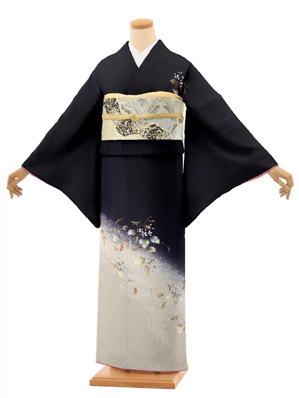 【正絹】訪問着レンタル/紺 Y066（69）