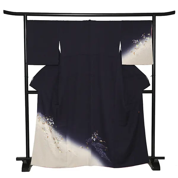 【正絹】訪問着レンタル/紺 Y066（69）