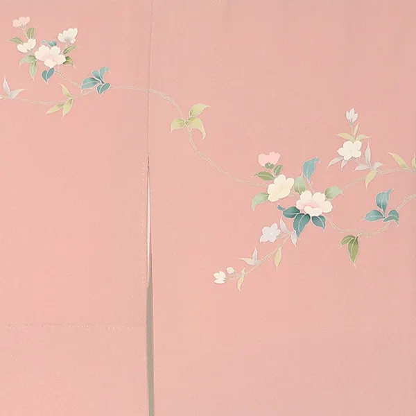 【正絹】訪問着レンタル/サーモンピンク 四季花 Y099（65）