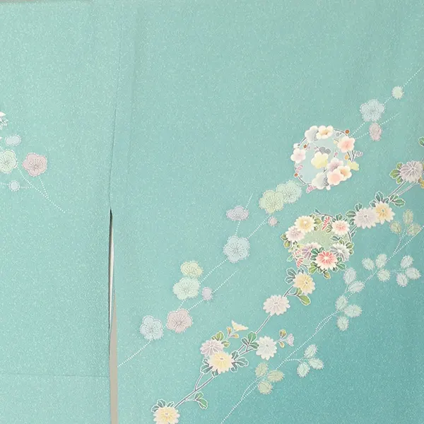 【正絹】訪問着レンタル/水色 四季花 Y113