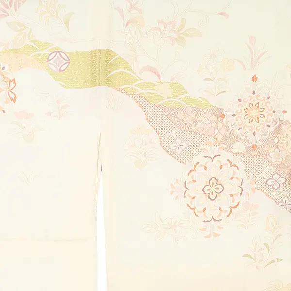 【正絹 トールサイズ】訪問着レンタル/クリーム色 宝相華 Z237（72）