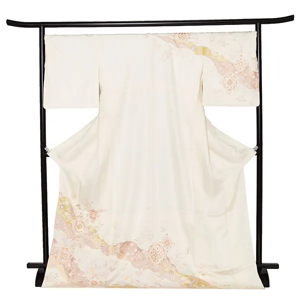 【正絹 トールサイズ】訪問着レンタル/クリーム色 宝相華 Z237（72）