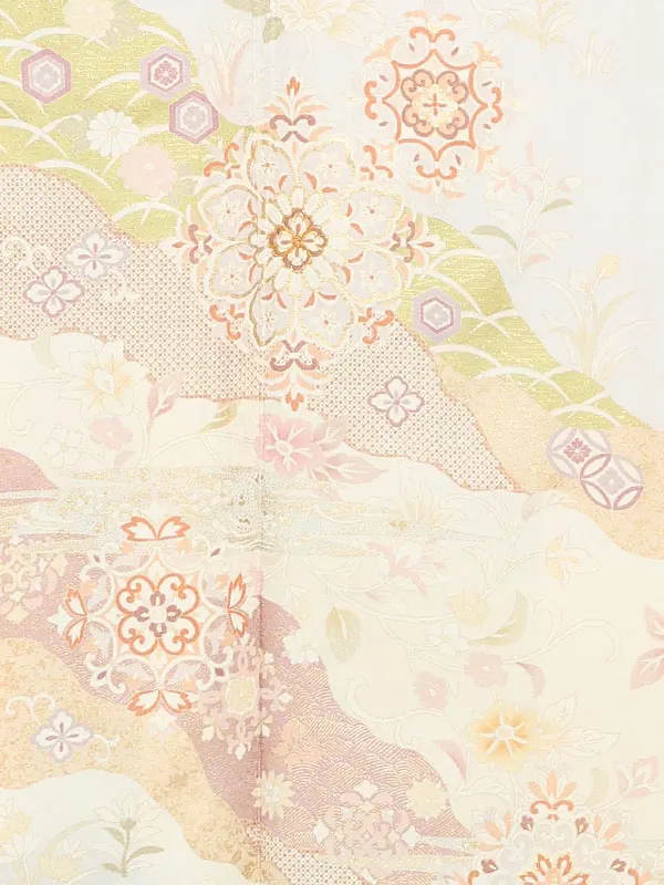 【正絹 トールサイズ】訪問着レンタル/薄グレー 宝相華 Z238（72）