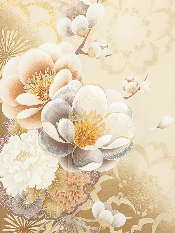 訪問着レンタル/ベージュ 八重桜 Z240