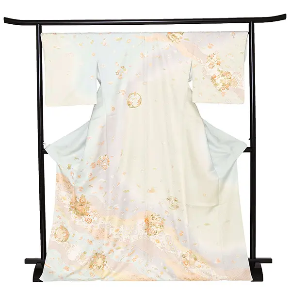 【正絹】訪問着レンタル/水色 四季花 Z246