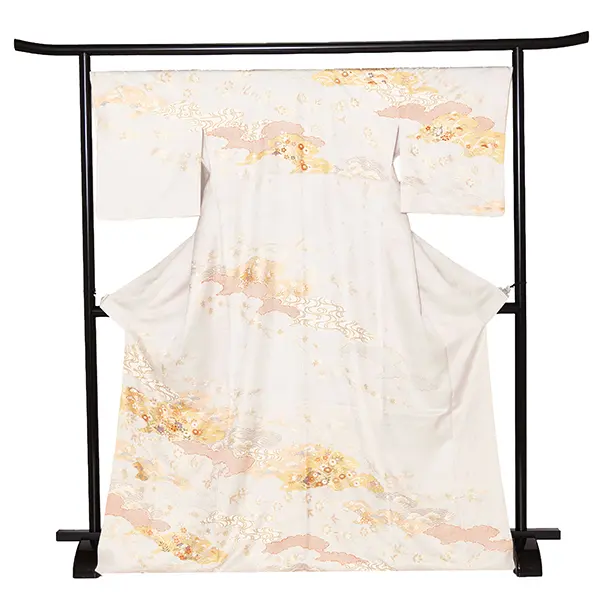 【正絹】訪問着レンタル/グレー 四季花 雲取り Z249