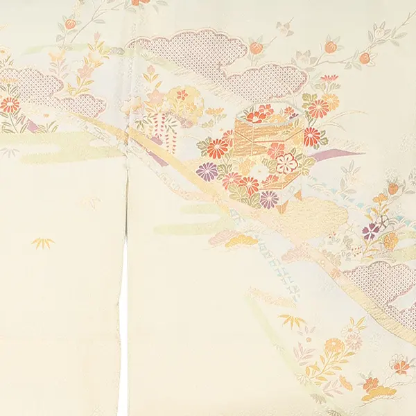 【正絹】訪問着レンタル/ベージュ 四季花 Z251