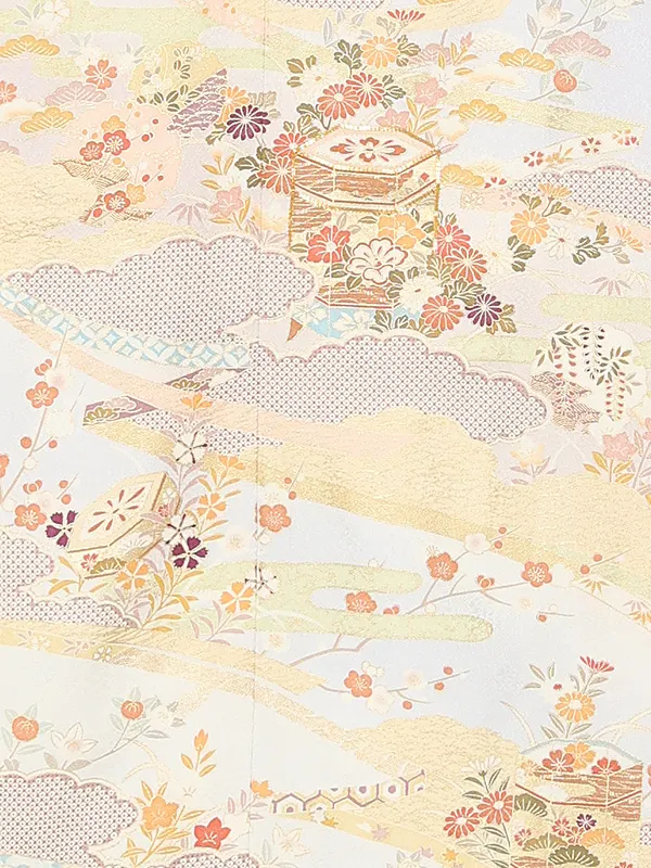 【正絹】訪問着レンタル/水色 四季花 Z260