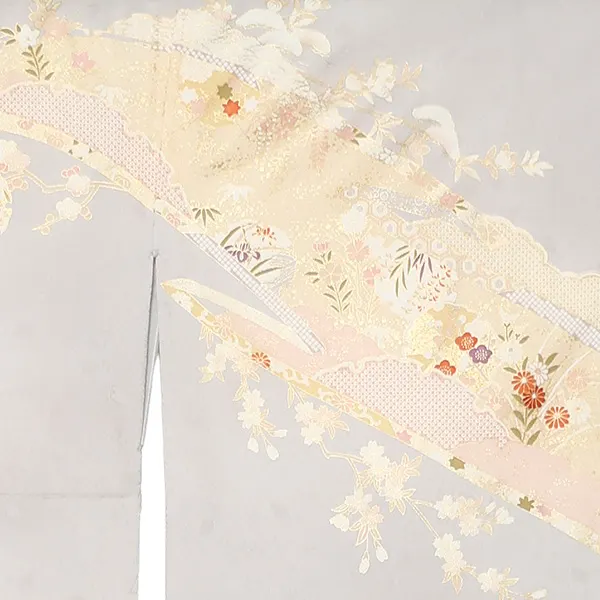 【正絹】訪問着レンタル/グレー 四季花 Z263