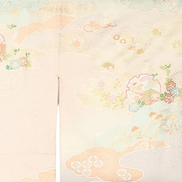 【正絹】訪問着レンタル/ベージュ 四季花 Z264