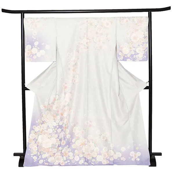 訪問着レンタル/式部浪漫 グレーに紫 桜 Z273