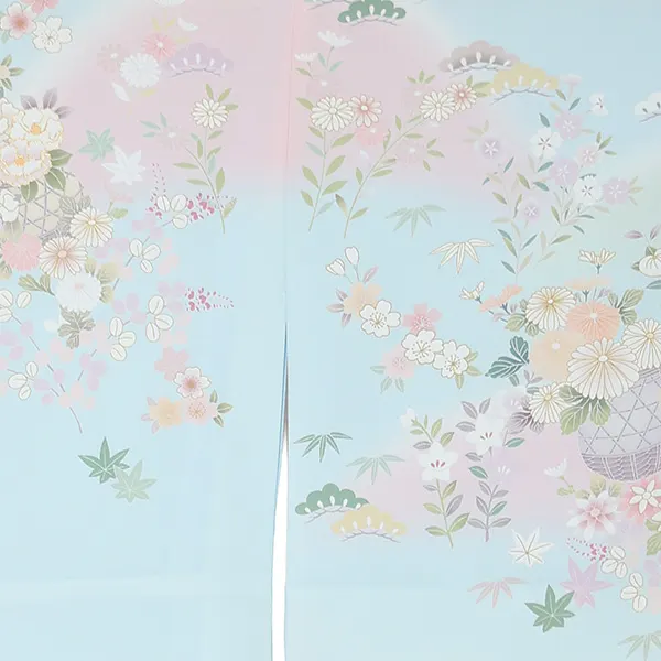 【トールサイズ】訪問着レンタル/水色 四季花 Z278（72）