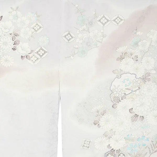 訪問着レンタル/グレー 花輪に四季花 Z282