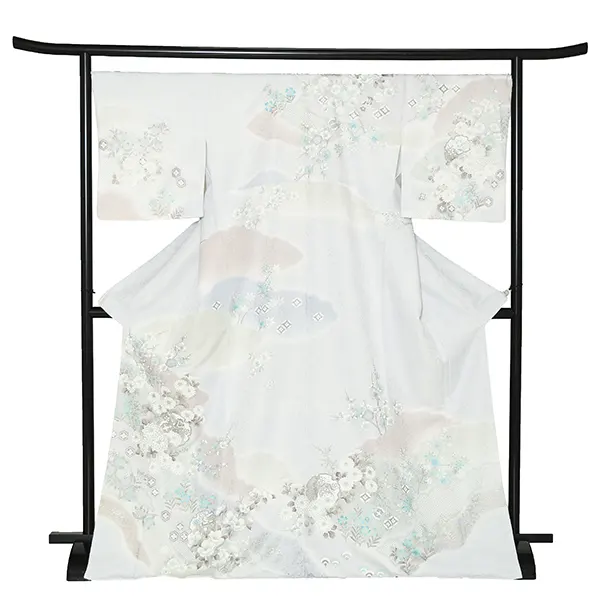 訪問着レンタル/グレー 花輪に四季花 Z282