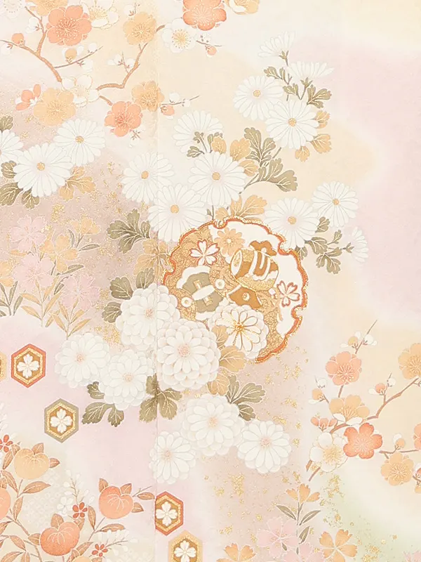 訪問着レンタル/ピンク 花輪に四季花 Z283