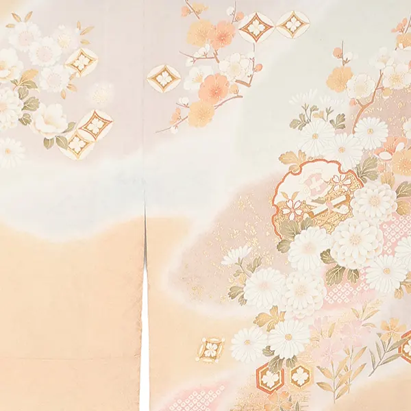 訪問着レンタル/ベージュ 花輪に四季花 Z284