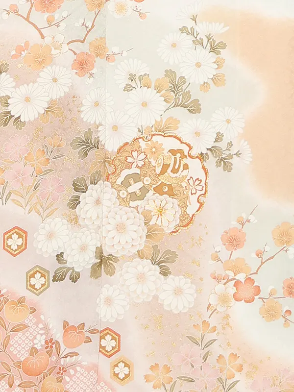 訪問着レンタル/ベージュ 花輪に四季花 Z284