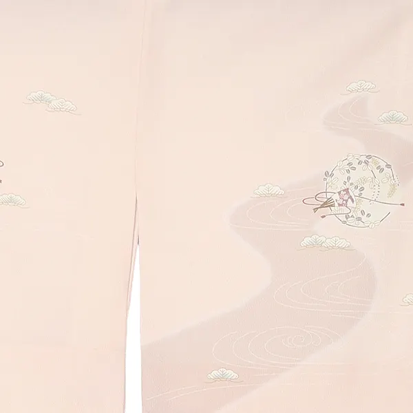 訪問着レンタル/ピンクベージュ 花輪 流水 Z289