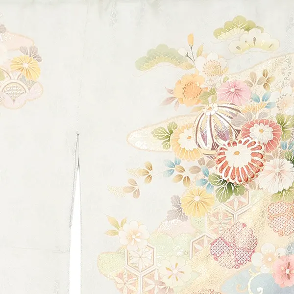 【正絹 トールサイズ】訪問着レンタル/グレー 四季花 Z330（72）