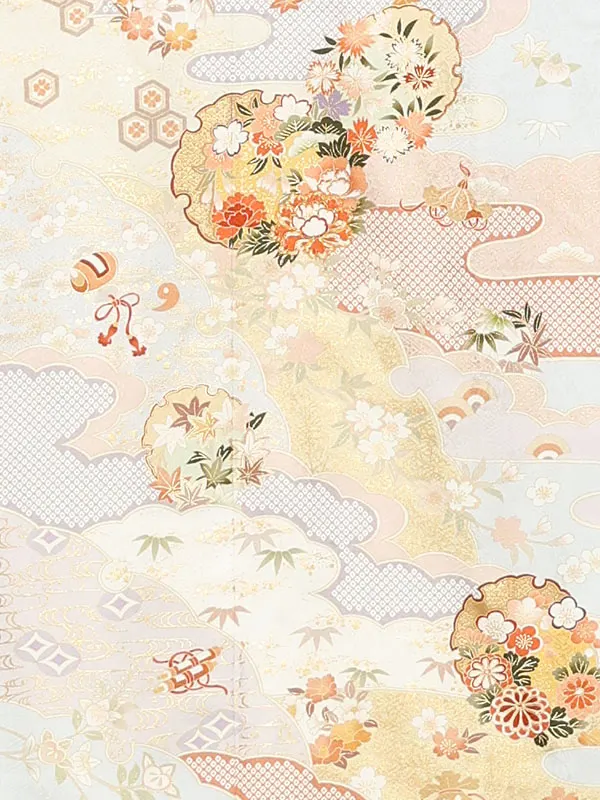 【正絹 トールサイズ】訪問着レンタル/水色 宝尽くし Z333（72）