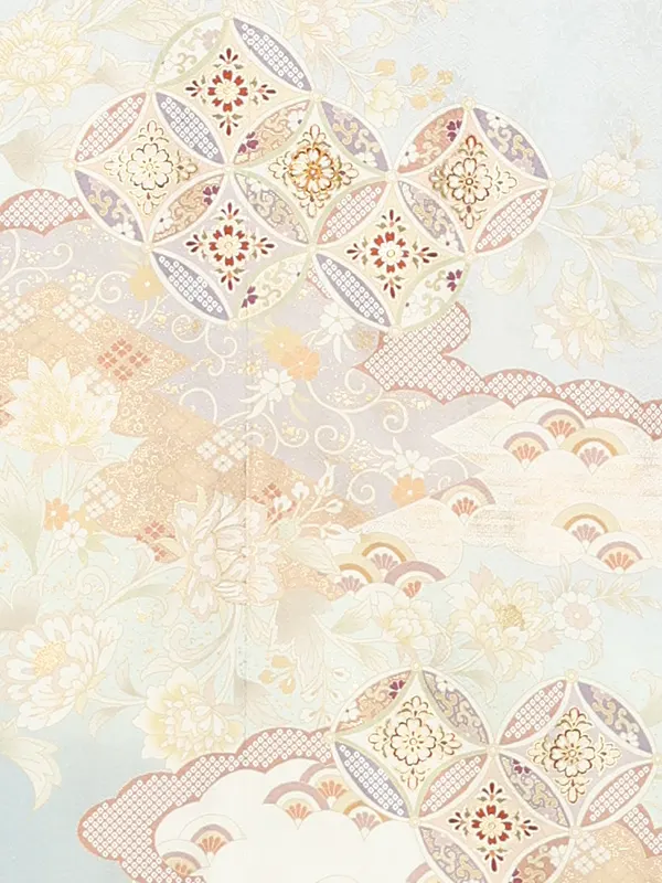 【正絹 トールサイズ】訪問着レンタル/グレー 七宝 Z335（72）