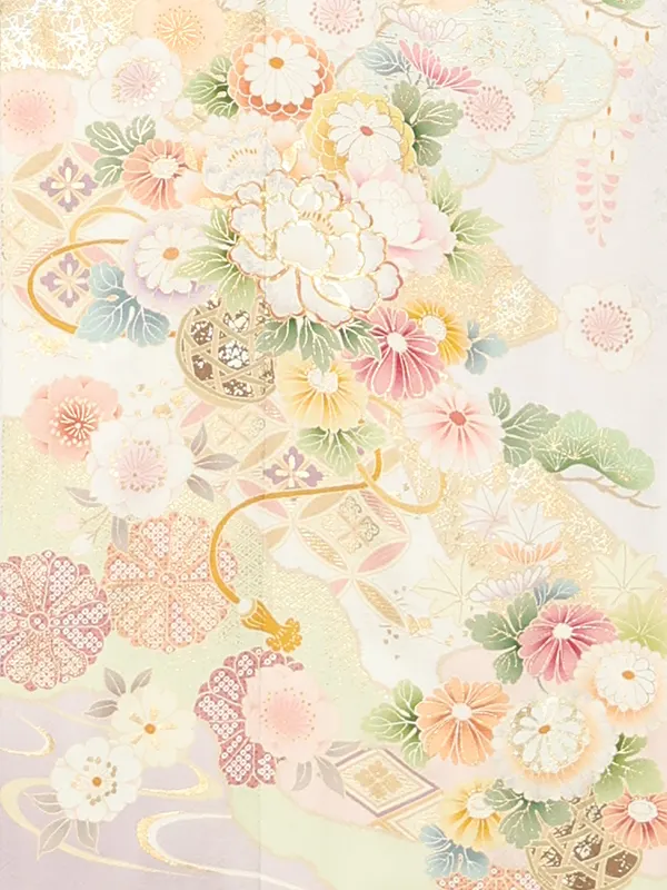 【正絹 トールサイズ】訪問着レンタル/紫 四季花 Z336（72）