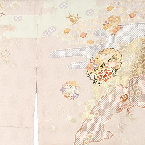 【正絹 トールサイズ】訪問着レンタル/ベージュ 四季花 Z340（72）