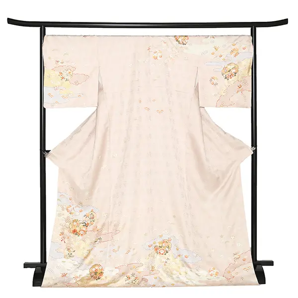 【正絹 トールサイズ】訪問着レンタル/ベージュ 四季花 Z340（72）