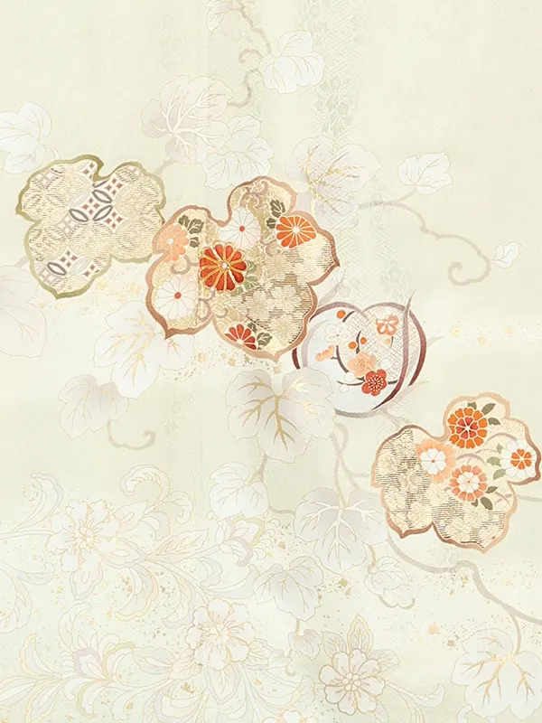 【正絹 トールサイズ】訪問着レンタル/緑 四季花 Z342（72）