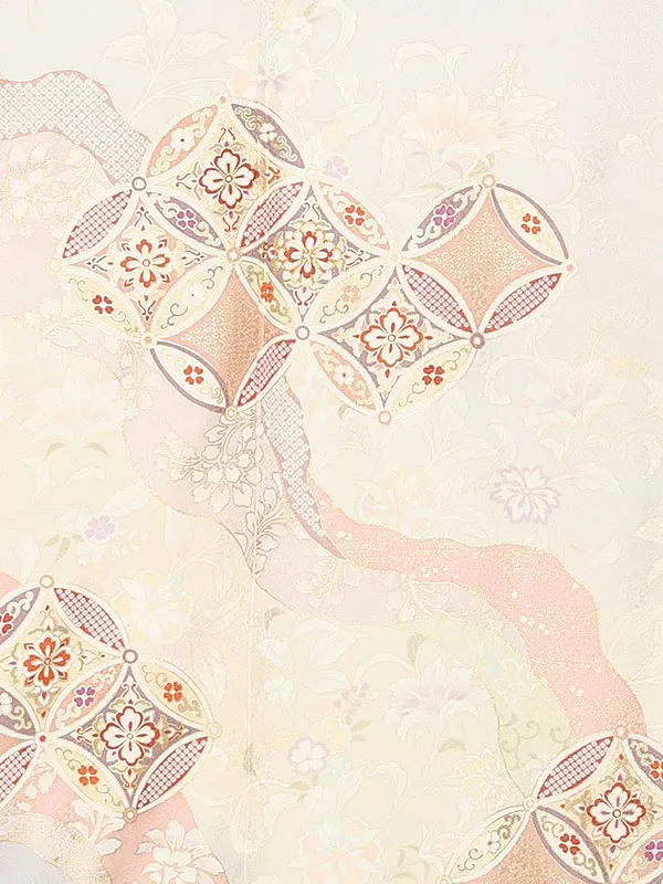 【正絹】訪問着レンタル/グレー 唐花 Z348