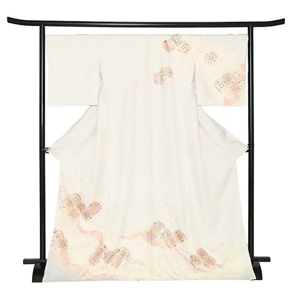 【正絹】訪問着レンタル/グレー 唐花 Z348