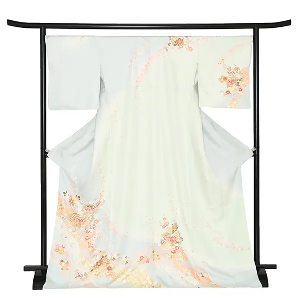 【正絹】訪問着レンタル/水色 四季花 Z350